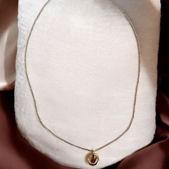 LA Rocks Happy Smiley Face Emoji Necklace Yellow gold tone ball link Chain - Picture 3 of 9